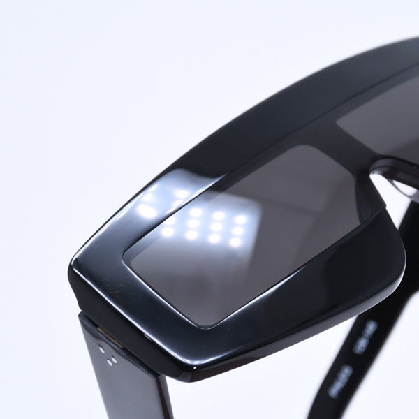 極美品 RICK OWENS リックオウエンス Phlegシールドサングラス RG0000007 ブラック ジオメトリックフレーム アクセサリー 中古 4a009281