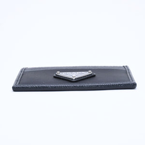 Like new PRADA Re-Nylon x Saffiano leather card case 2MC025 black triangle logo plate used 4a009274