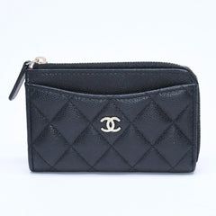 極美品 CHANEL シャネル クラシック ジップ カードケース AP3179 ランダム番台 ブラック ミニウォレット ココマーク ゴールド金具 中古 4a009280