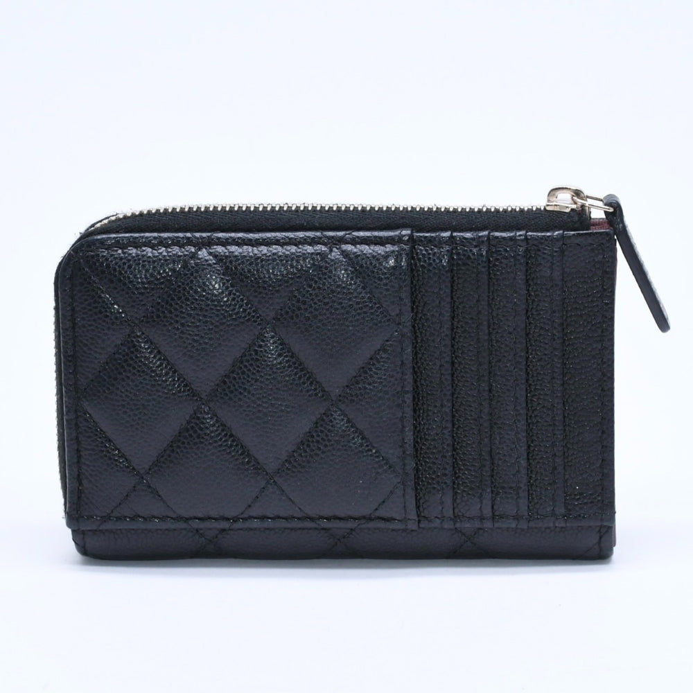極美品 CHANEL シャネル クラシック ジップ カードケース AP3179 ランダム番台 ブラック ミニウォレット ココマーク ゴールド金具 中古 4a009280