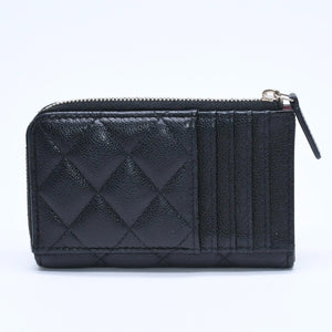 極美品 CHANEL シャネル クラシック ジップ カードケース AP3179 ランダム番台 ブラック ミニウォレット ココマーク ゴールド金具 中古 4a009280