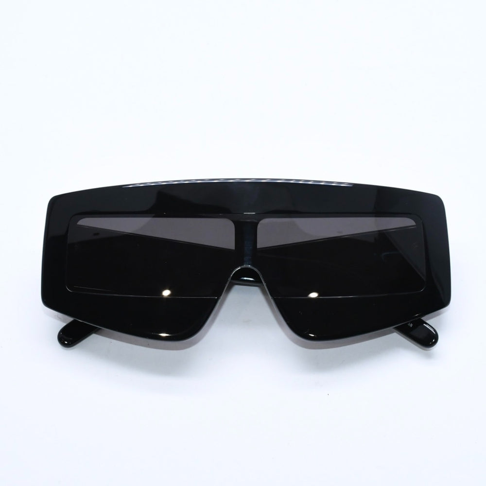 極美品 RICK OWENS リックオウエンス Phlegシールドサングラス RG0000007 ブラック ジオメトリックフレーム アクセサリー 中古 4a009281