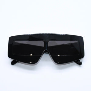 極美品 RICK OWENS リックオウエンス Phlegシールドサングラス RG0000007 ブラック ジオメトリックフレーム アクセサリー 中古 4a009281