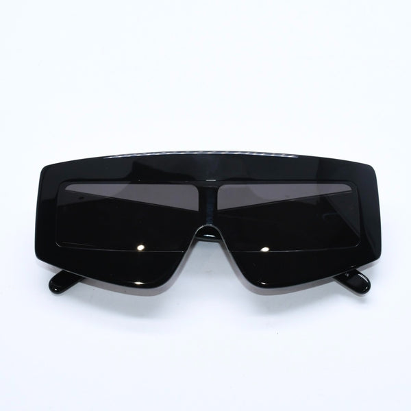 極美品 RICK OWENS リックオウエンス Phlegシールドサングラス RG0000007 ブラック ジオメトリックフレーム アクセサリー 中古 4a009281
