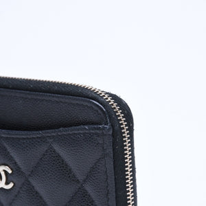 極美品 CHANEL シャネル クラシック ジップ カードケース AP3179 ランダム番台 ブラック ミニウォレット ココマーク ゴールド金具 中古 4a009280