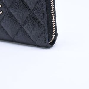 極美品 CHANEL シャネル クラシック ジップ カードケース AP3179 ランダム番台 ブラック ミニウォレット ココマーク ゴールド金具 中古 4a009280
