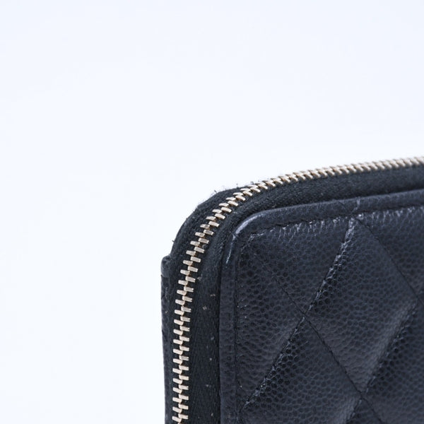 極美品 CHANEL シャネル クラシック ジップ カードケース AP3179 ランダム番台 ブラック ミニウォレット ココマーク ゴールド金具 中古 4a009280