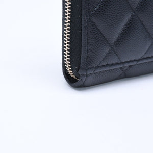 極美品 CHANEL シャネル クラシック ジップ カードケース AP3179 ランダム番台 ブラック ミニウォレット ココマーク ゴールド金具 中古 4a009280