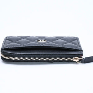 極美品 CHANEL シャネル クラシック ジップ カードケース AP3179 ランダム番台 ブラック ミニウォレット ココマーク ゴールド金具 中古 4a009280