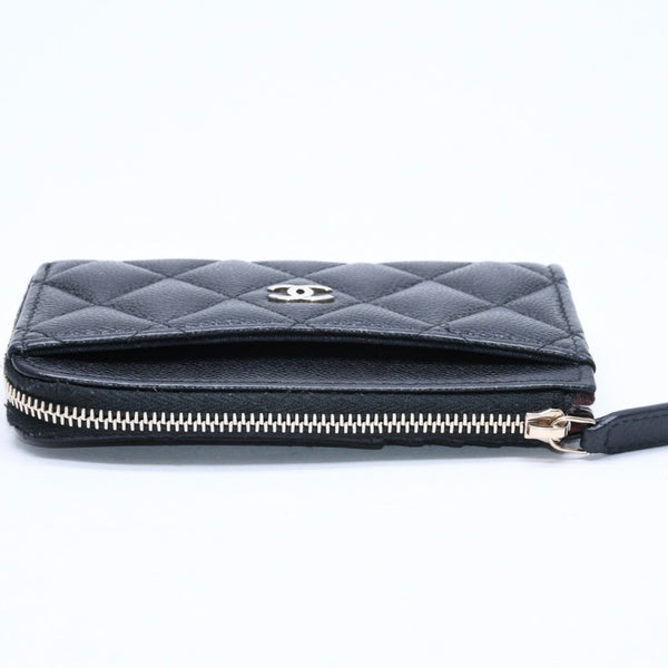 極美品 CHANEL シャネル クラシック ジップ カードケース AP3179 ランダム番台 ブラック ミニウォレット ココマーク ゴールド金具 中古 4a009280