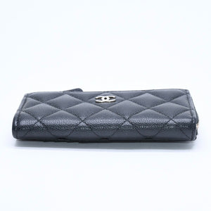極美品 CHANEL シャネル クラシック ジップ カードケース AP3179 ランダム番台 ブラック ミニウォレット ココマーク ゴールド金具 中古 4a009280