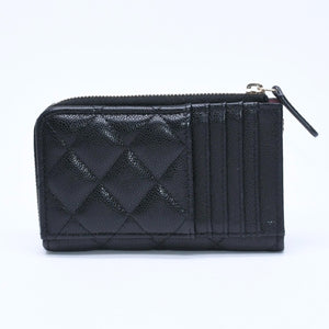 極美品 CHANEL シャネル クラシック ジップ カードケース AP3179 ランダム番台 ブラック ミニウォレット ココマーク ゴールド金具 中古 4a009278