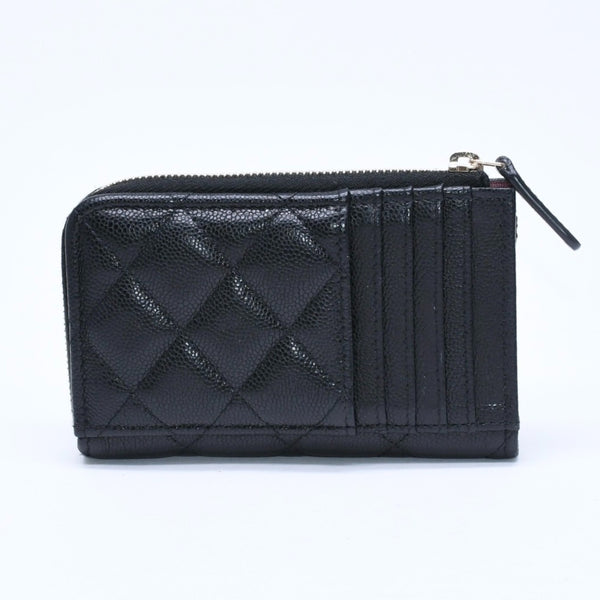 極美品 CHANEL シャネル クラシック ジップ カードケース AP3179 ランダム番台 ブラック ミニウォレット ココマーク ゴールド金具 中古 4a009278