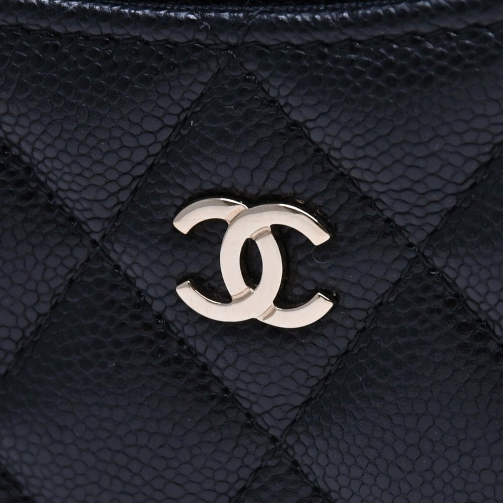 極美品 CHANEL シャネル クラシック ジップ カードケース AP3179 ランダム番台 ブラック ミニウォレット ココマーク ゴールド金具 中古 4a009278
