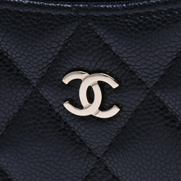 極美品 CHANEL シャネル クラシック ジップ カードケース AP3179 ランダム番台 ブラック ミニウォレット ココマーク ゴールド金具 中古 4a009278