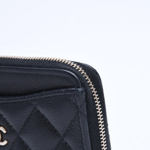 極美品 CHANEL シャネル クラシック ジップ カードケース AP3179 ランダム番台 ブラック ミニウォレット ココマーク ゴールド金具 中古 4a009278