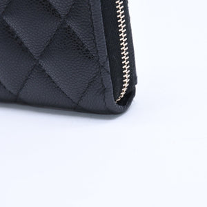 極美品 CHANEL シャネル クラシック ジップ カードケース AP3179 ランダム番台 ブラック ミニウォレット ココマーク ゴールド金具 中古 4a009278