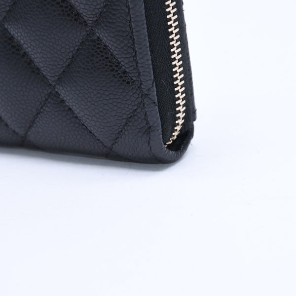 極美品 CHANEL シャネル クラシック ジップ カードケース AP3179 ランダム番台 ブラック ミニウォレット ココマーク ゴールド金具 中古 4a009278