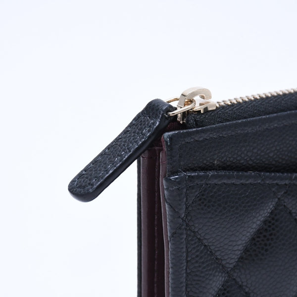 極美品 CHANEL シャネル クラシック ジップ カードケース AP3179 ランダム番台 ブラック ミニウォレット ココマーク ゴールド金具 中古 4a009278