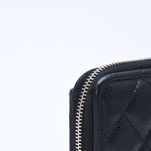 極美品 CHANEL シャネル クラシック ジップ カードケース AP3179 ランダム番台 ブラック ミニウォレット ココマーク ゴールド金具 中古 4a009278