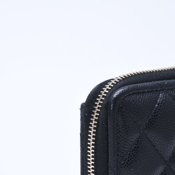 極美品 CHANEL シャネル クラシック ジップ カードケース AP3179 ランダム番台 ブラック ミニウォレット ココマーク ゴールド金具 中古 4a009278