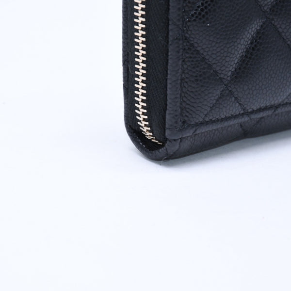極美品 CHANEL シャネル クラシック ジップ カードケース AP3179 ランダム番台 ブラック ミニウォレット ココマーク ゴールド金具 中古 4a009278
