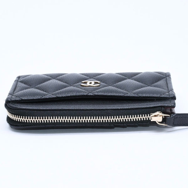 極美品 CHANEL シャネル クラシック ジップ カードケース AP3179 ランダム番台 ブラック ミニウォレット ココマーク ゴールド金具 中古 4a009278