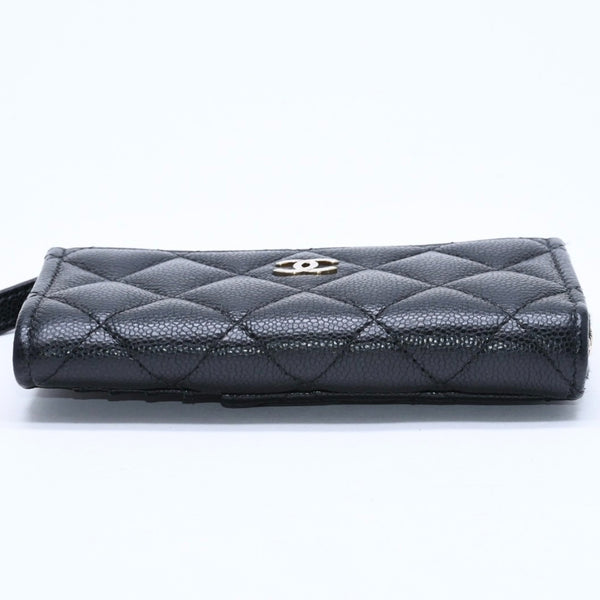 極美品 CHANEL シャネル クラシック ジップ カードケース AP3179 ランダム番台 ブラック ミニウォレット ココマーク ゴールド金具 中古 4a009278