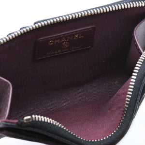 極美品 CHANEL シャネル クラシック ジップ カードケース AP3179 ランダム番台 ブラック ミニウォレット ココマーク ゴールド金具 中古 4a009278