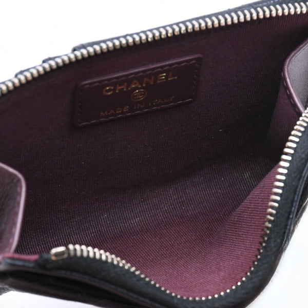 極美品 CHANEL シャネル クラシック ジップ カードケース AP3179 ランダム番台 ブラック ミニウォレット ココマーク ゴールド金具 中古 4a009278