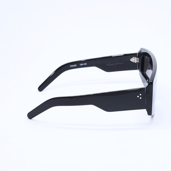 極美品 RICK OWENS リックオウエンス Phlegシールドサングラス RG0000007 ブラック ジオメトリックフレーム アクセサリー 中古 4a009281
