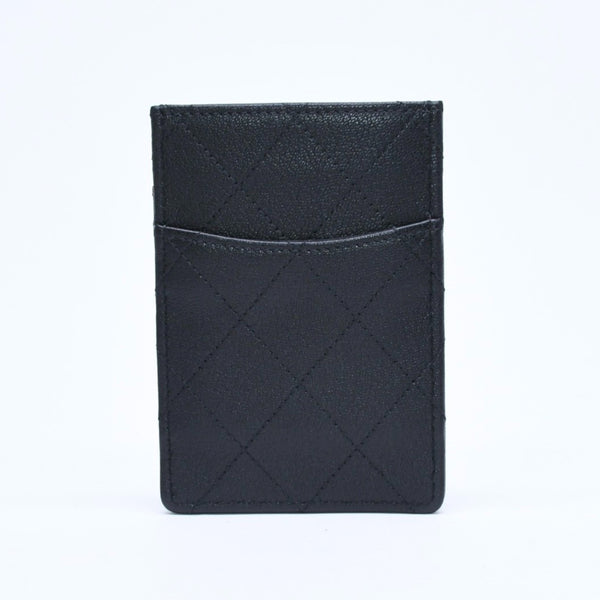 新品同様 CHANEL シャネル クラシック カードケース AP3595 ランダム番台 ブラック ココマークグレインゴートスキン ゴールド金具 中古 4a009287