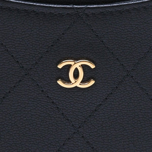 新品同様 CHANEL シャネル クラシック カードケース AP3595 ランダム番台 ブラック ココマークグレインゴートスキン ゴールド金具 中古 4a009287