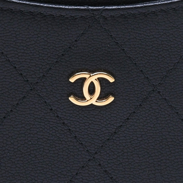 新品同様 CHANEL シャネル クラシック カードケース AP3595 ランダム番台 ブラック ココマークグレインゴートスキン ゴールド金具 中古 4a009287