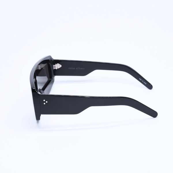 極美品 RICK OWENS リックオウエンス Phlegシールドサングラス RG0000007 ブラック ジオメトリックフレーム アクセサリー 中古 4a009281