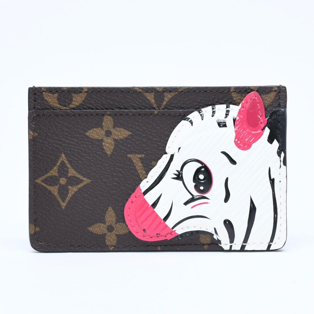 新品同様 LOUISVUITTON ルイヴィトン ポルトカルトサーンプル シマウマ カードケース 名刺入れ M11448 モノグラムキャンバス ブラウン 中古 4a009282