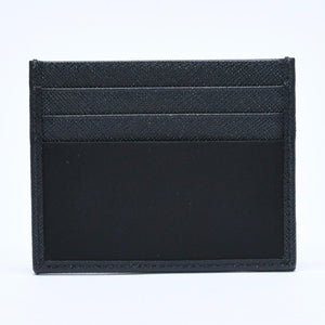 Like new PRADA Re-Nylon x Saffiano leather card case 2MC025 black triangle logo plate used 4a009274
