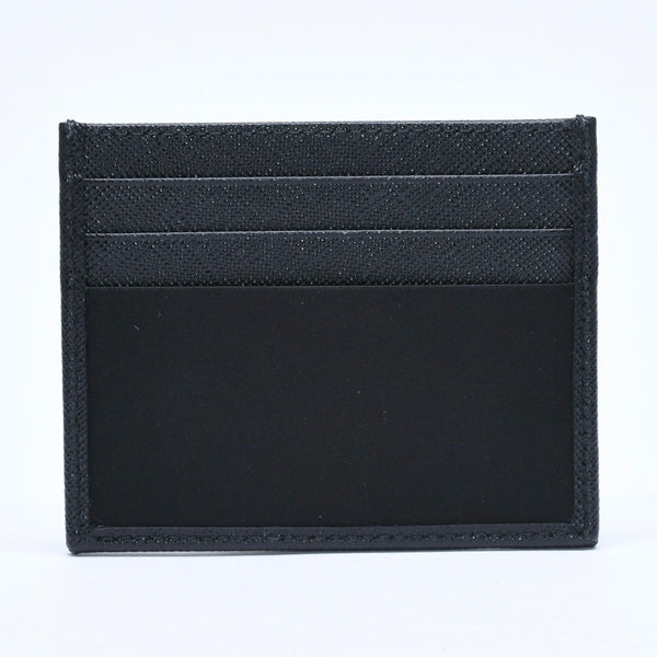 Like new PRADA Re-Nylon x Saffiano leather card case 2MC025 black triangle logo plate used 4a009274