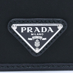 Like new PRADA Re-Nylon x Saffiano leather card case 2MC025 black triangle logo plate used 4a009274