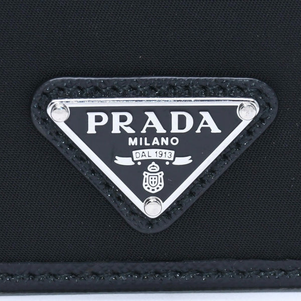 Like new PRADA Re-Nylon x Saffiano leather card case 2MC025 black triangle logo plate used 4a009274