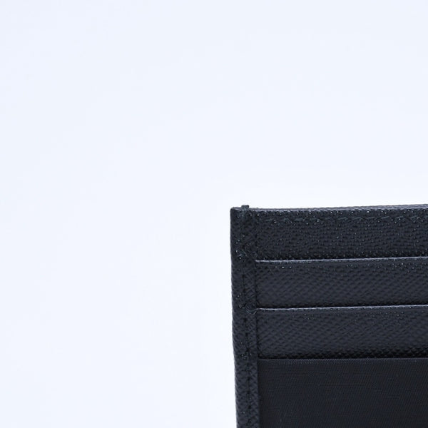 Like new PRADA Re-Nylon x Saffiano leather card case 2MC025 black triangle logo plate used 4a009274