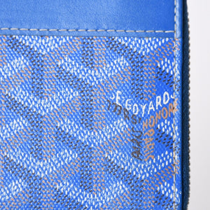 極美品 GOYARD ゴヤール マティニョン GM ウォレット APMZIP GM 10 ブルー ゴヤールディンキャンバス 長財布 シルバー金具 中古 4a009189