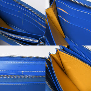 極美品 GOYARD ゴヤール マティニョン GM ウォレット APMZIP GM 10 ブルー ゴヤールディンキャンバス 長財布 シルバー金具 中古 4a009189