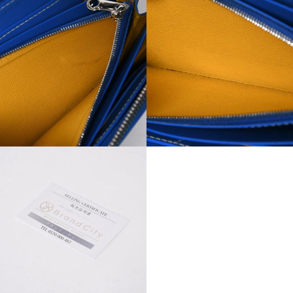 極美品 GOYARD ゴヤール マティニョン GM ウォレット APMZIP GM 10 ブルー ゴヤールディンキャンバス 長財布 シルバー金具 中古 4a009189