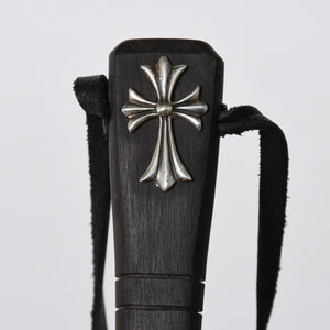 極美品 CHROME HEARTS クロムハーツ SHOE HORN W/EBONY シューホーン 靴ベラ CHクロス エボニーウッド シルバー925 中古 4a009222