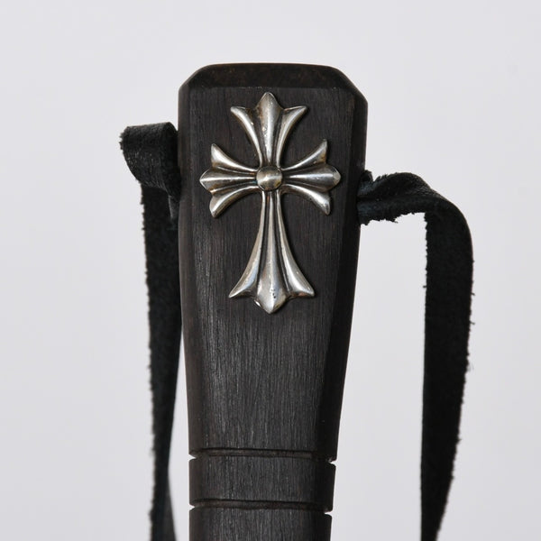 極美品 CHROME HEARTS クロムハーツ SHOE HORN W/EBONY シューホーン 靴ベラ CHクロス エボニーウッド シルバー925 中古 4a009222