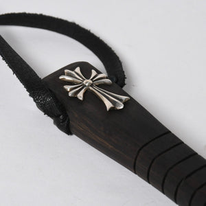 極美品 CHROME HEARTS クロムハーツ SHOE HORN W/EBONY シューホーン 靴ベラ CHクロス エボニーウッド シルバー925 中古 4a009222