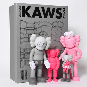極美品 KAWS カウズ MEDICOMTOY カウズファミリー メディコムトイ フィギア アート ピンク グレー 中古 4a009296