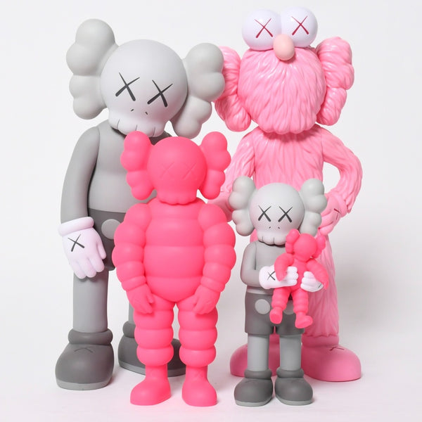 極美品 KAWS カウズ MEDICOMTOY カウズファミリー メディコムトイ フィギア アート ピンク グレー 中古 4a009296