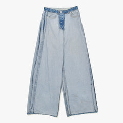 VETEMENTS ヴェトモン 23SS インサイドアウトパッチバギーデニムパンツ インディゴ UE63PA265N サイズS 美品 中古 4a009309